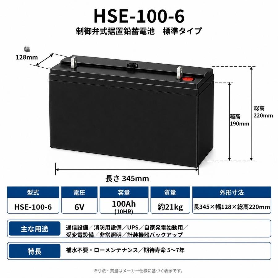 日立（HITACHI） HSE-100-6 エナジーウィズ 6V 100Ah 制御弁式据置鉛