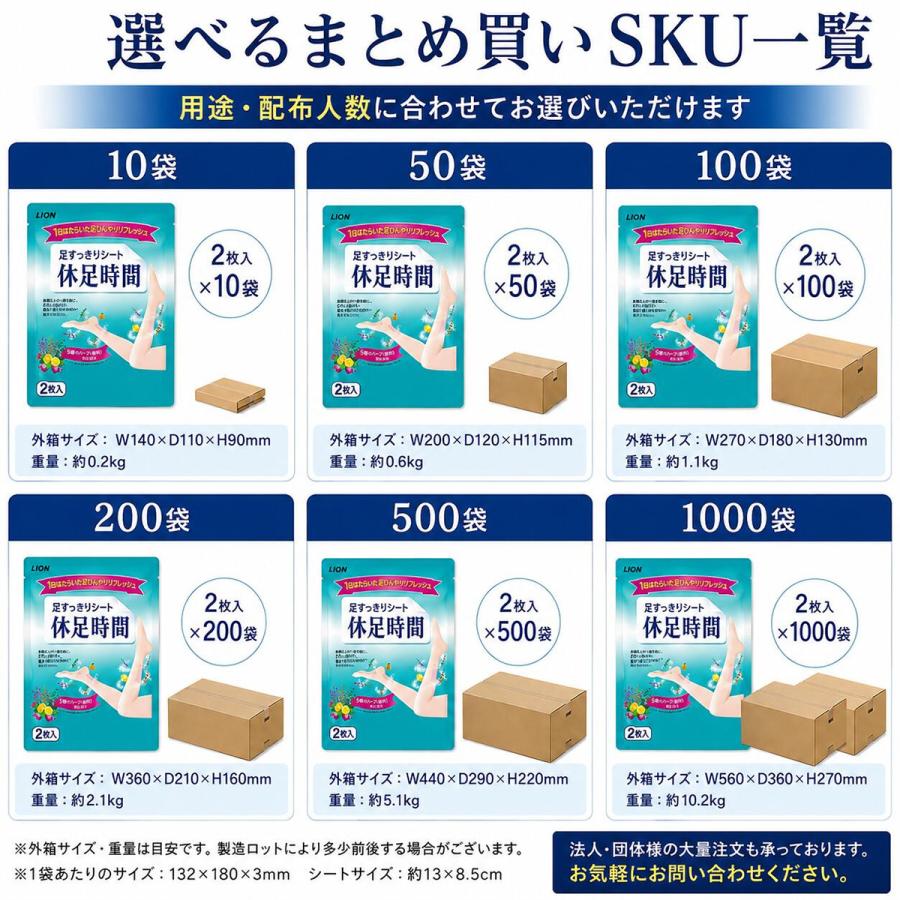 お得2枚×10袋セット ライオン 休足時間 足すっきりシート ノベルティ 非売品 旅行用 クールハーブシート 20枚 | 休足時間 | 11