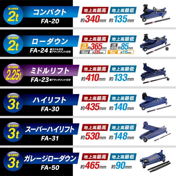 大自工業 Meltec FA-23 油圧 ジャッキ ミドルリフト 2.25t 車載整備 タイヤ交換に最適 フロア フロアー 爆買 | 大自工業 | 05