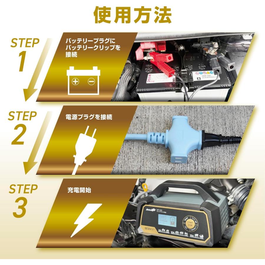 MP-320 バッテリー充電器 15A ウルトラパルス充電器　メルテック MP-320 全自動ウルトラパルスバッテリー充電器 (オートバイ・軽自動車
