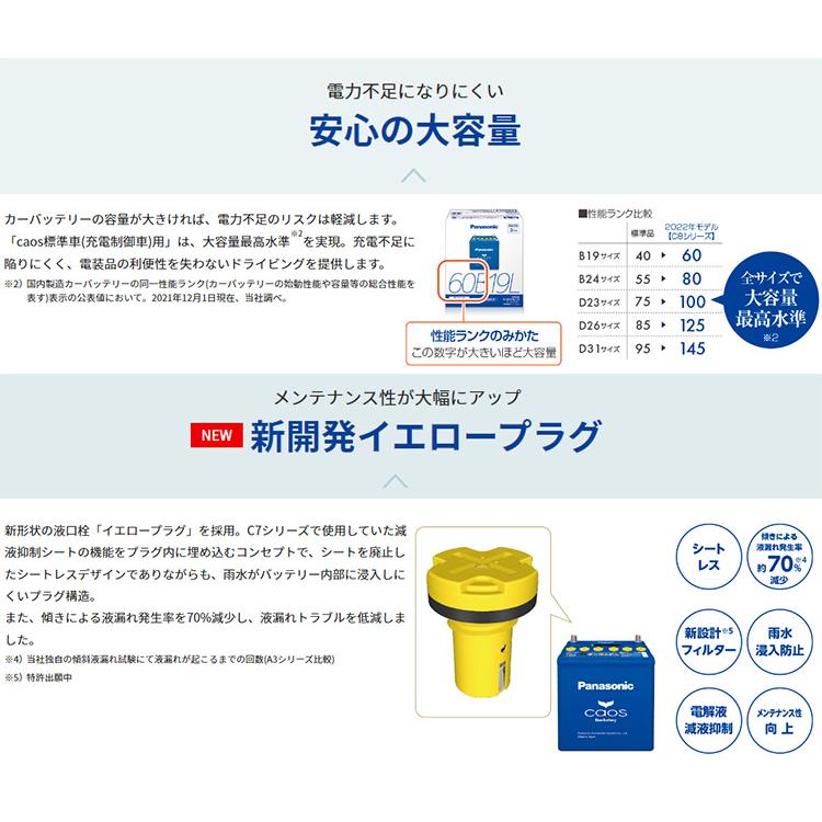 カオス /C8 ブルーバッテリー安心サポート付 パナソニック 標準車充電制御車用 c 国産車バッテリー