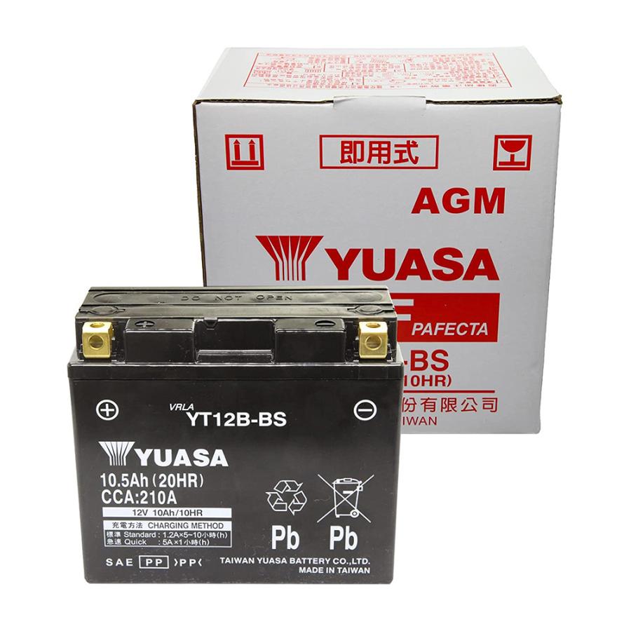 YT12B-BS 台湾 ユアサ yuasa バイク バッテリー （ 液入り充電済 ） オートバイ YT12B-BS 互換 PL保険 傾斜搭載不可 横置き不可｜amcom｜02