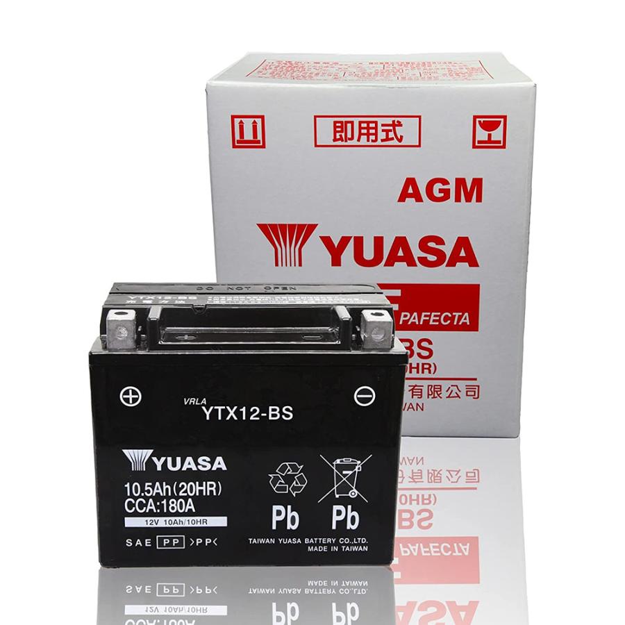 YTX12-BS 台湾 ユアサ yuasa バイク バッテリー （ 液入り充電済 ） オートバイ YTX12-BS 互換 PL保険 傾斜搭載不可 横置き不可｜amcom｜03