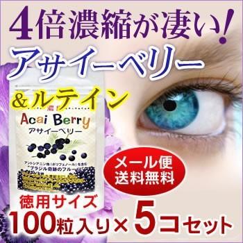 濃縮 アサイーベリー 徳用 100粒 5個セット 約8ヶ月分 アサイベリー アサイー サプリメント サプリ DHA EPA ルテイン アントシアニン エイジングケア 送料無料｜amec-helthylife