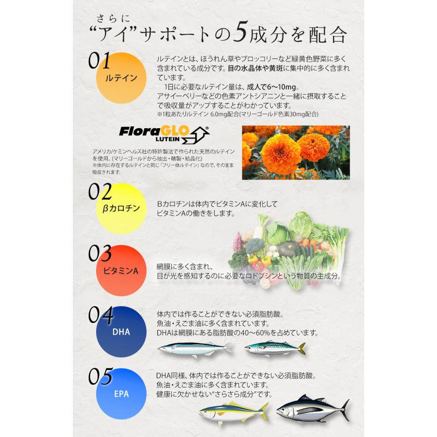 濃縮 アサイーベリー 徳用 100粒 5個セット 約8ヶ月分 アサイベリー アサイー サプリメント サプリ DHA EPA ルテイン アントシアニン エイジングケア 送料無料｜amec-helthylife｜07