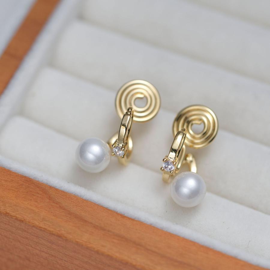 イヤリング 痛くない 40代 50代 フープ ジルコニア パール 真珠 ノンホールピアス ゴールド クリップ シリコンカバー 30代 レディース |  | 01