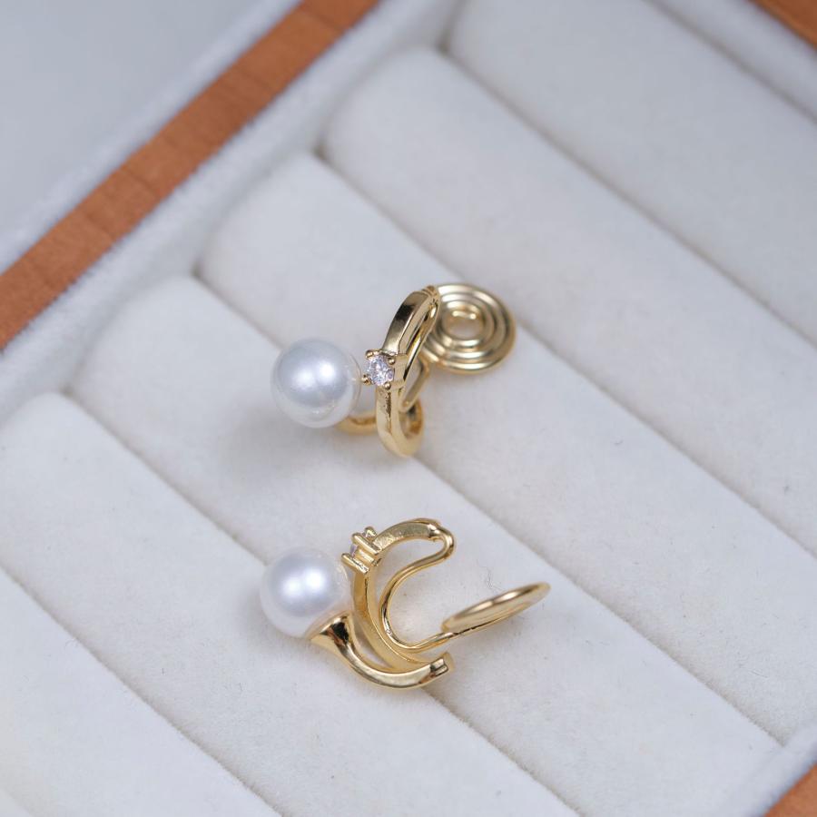 イヤリング 痛くない 40代 50代 フープ ジルコニア パール 真珠 ノンホールピアス ゴールド クリップ シリコンカバー 30代 レディース |  | 02