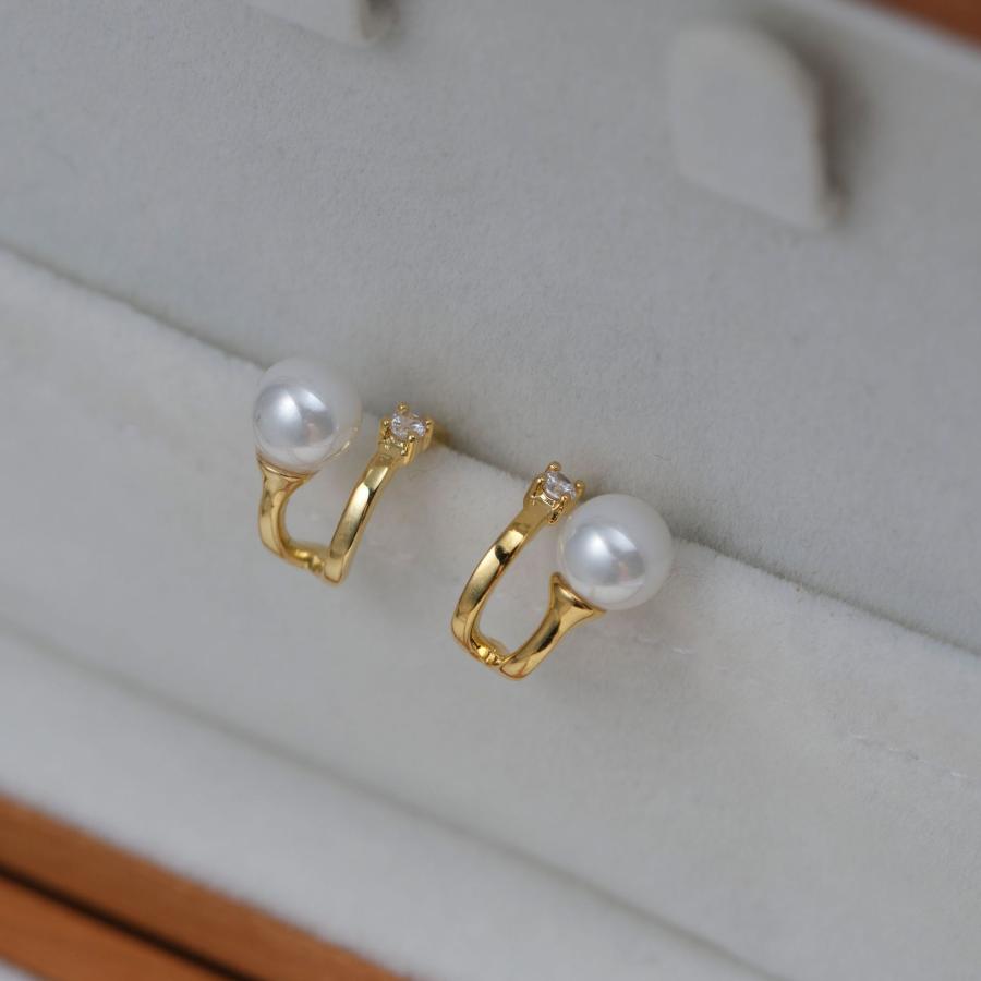 イヤリング 痛くない 40代 50代 フープ ジルコニア パール 真珠 ノンホールピアス ゴールド クリップ シリコンカバー 30代 レディース |  | 05