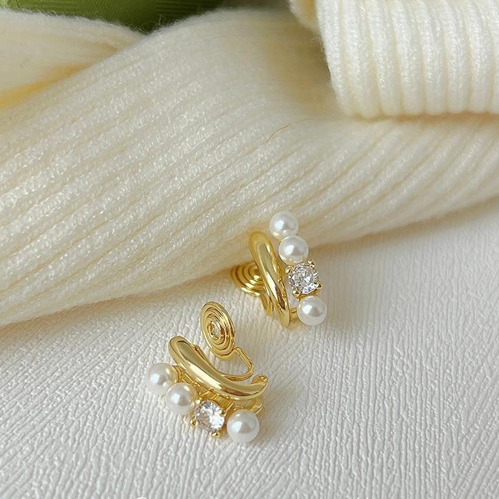 イヤリング 痛くない 40代 50代 大ぶり 大きめ ジルコニア パール 真珠 ノンホールピアス ゴールド クリップ シリコンカバー 30代 レディース |  | 01