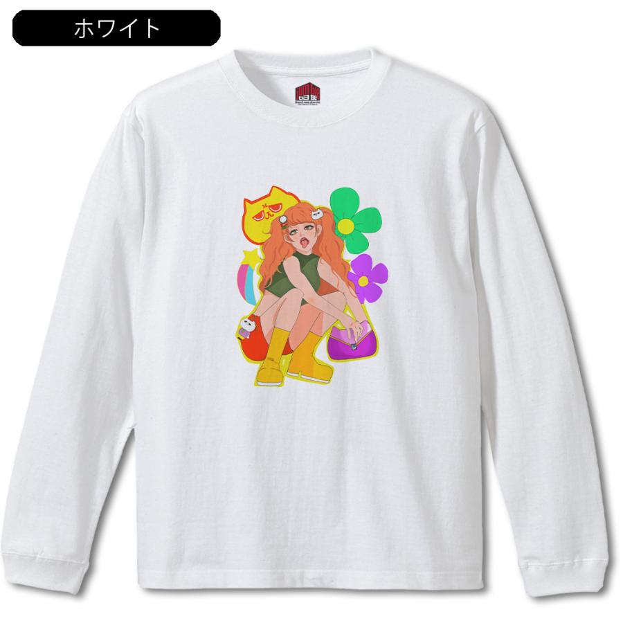 平成POPカラフル 長袖 ギャル×ねこ部長Tシャツ : ジャンブル