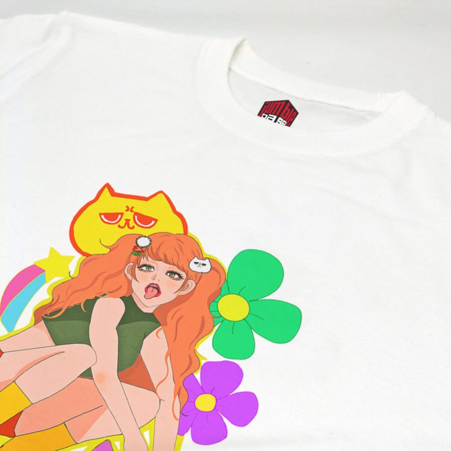 平成POPカラフル 長袖 ギャル×ねこ部長Tシャツ : ジャンブル 平成POPカラフル 長袖 ギャル×ねこ部長Tシャツ : ジャンブル