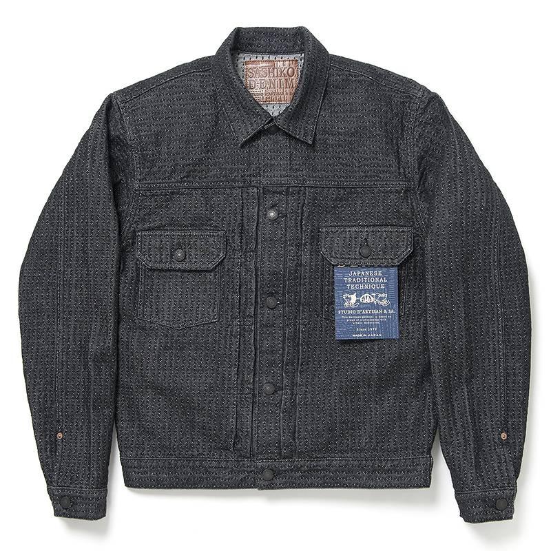 【セール】ステュディオダルチザン ロゴ刺繍 ジャケット デニムジャケット 38 STUDIO D'ARTISAN ステュディオ・ダ・ルチザン 刺し子 サシコ