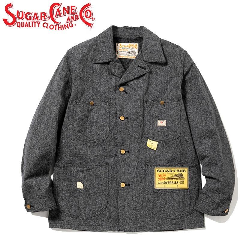 シュガーケーン 9oz. ブラックコバート ワークコート カバーオール M SUGAR CANE シュガーケーン 9oz ブラック コバート ワーク コート
