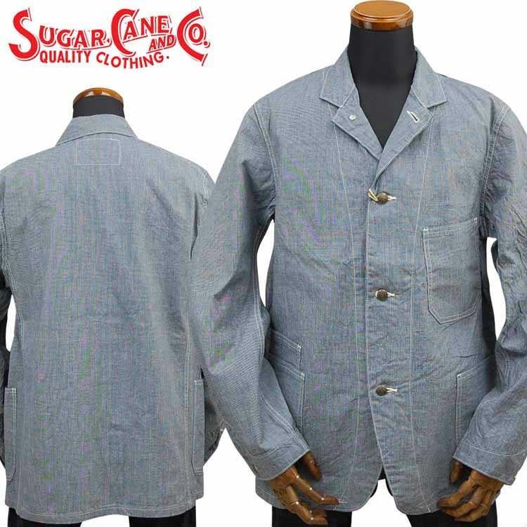 シュガーケーン SUGAR CANE FICTION ROMANCE インディゴピンチェックワークコート 8oz INDIGO PIN CHECK WORK COAT「SC14598」｜amekajishop-klax-on