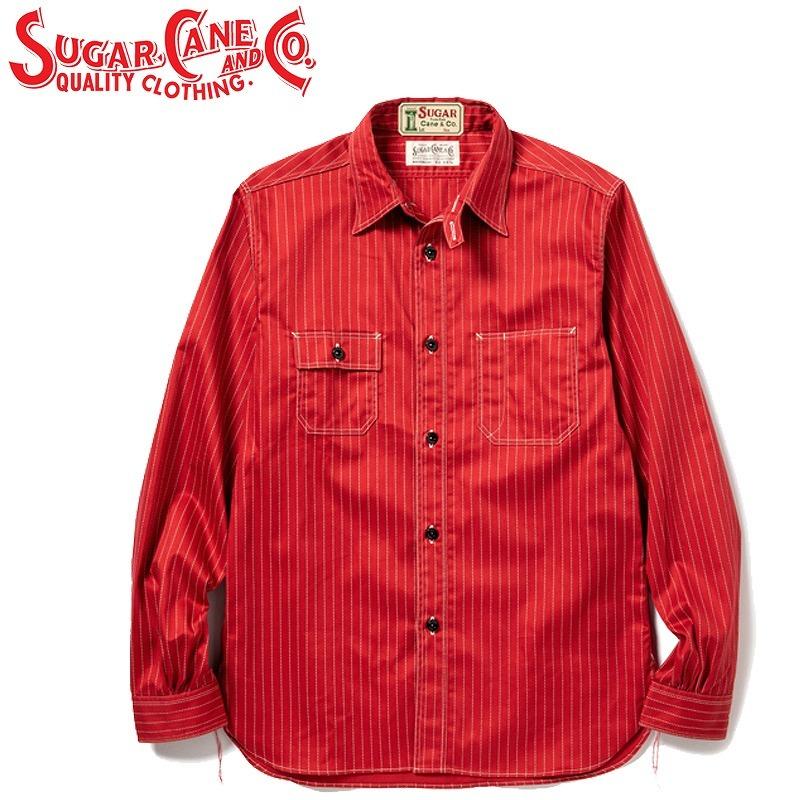 SUGAR CANE シュガーケーン 8.5oz レッド ウォバッシュ 長袖 SUGAR CANE シュガーケーン 8.5oz レッド ウォバッシュ 長袖