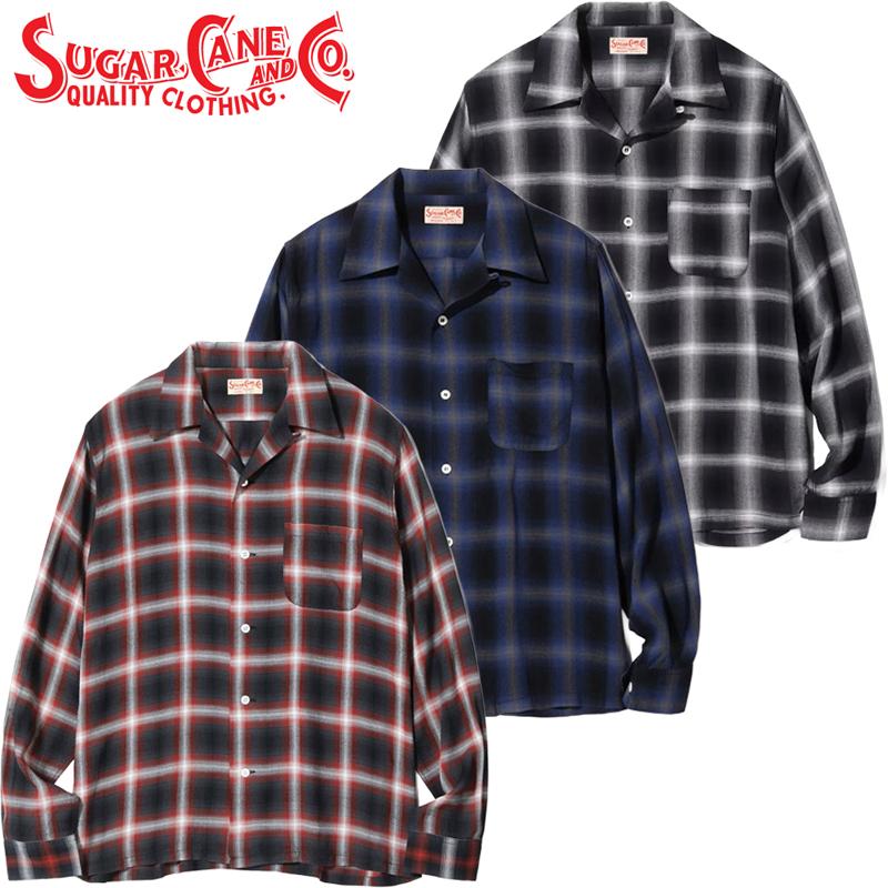 m*n様 SC29120 SUGAR CANE オンブレ チェックシャツ レーヨ SUGAR CANE シュガーケーン レーヨン オンブレー チェック オープン