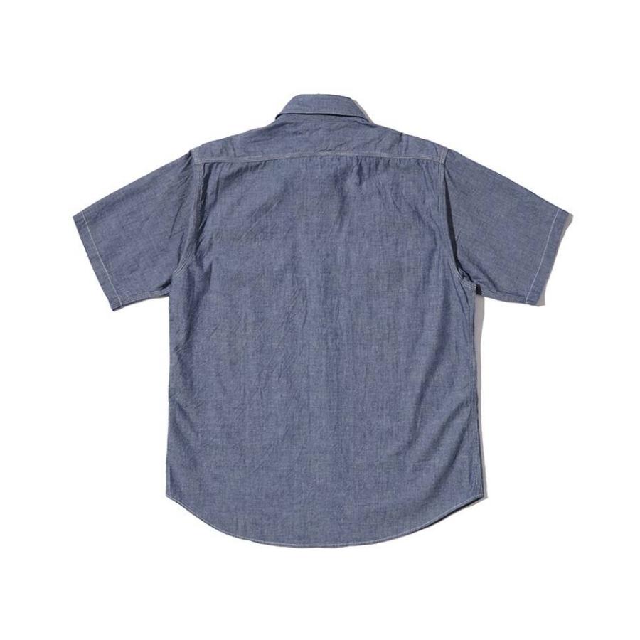 着用1回のみ　シュガーケーン　シャンブレーシャツ　半袖　Ｌ紺　SC37941 SUGAR CANE シュガーケーン ブルー シャンブレー 半袖 ワーク シャツ