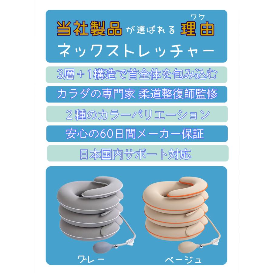 改良版 柔道整復師監修 ネックサポーター エアー ポンプ式 首 牽引 3