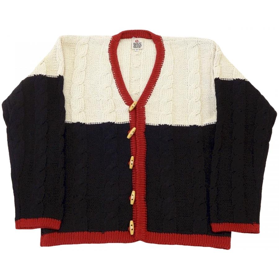 CHAOTIC TWO TONE CABLE KNIT CARDIGAN(ケイオティック2色ケーブル編み