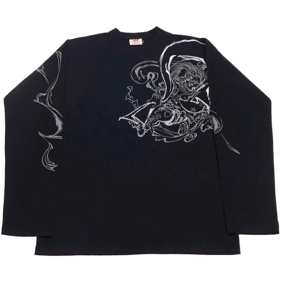 花旅楽団 風神雷神柄 長袖Tシャツ : アメリカのカジュアルウェアー