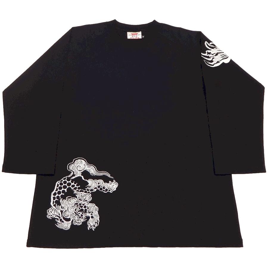 花旅楽団 獅子柄 七分袖Tシャツ : アメリカのカジュアルウェアー 