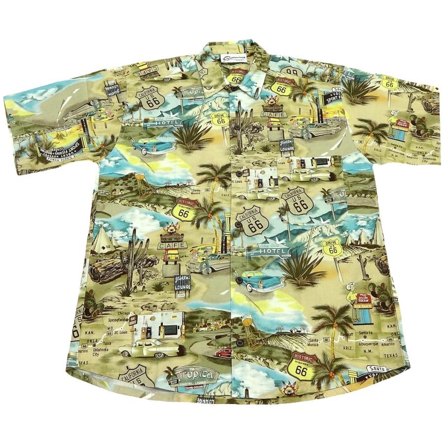 ARTtraction attractions 半袖アロハ UNIQUE BATIK UNIQUE BATIK ROUTE 66 HAWAIIAN SHIRT(ユニーク