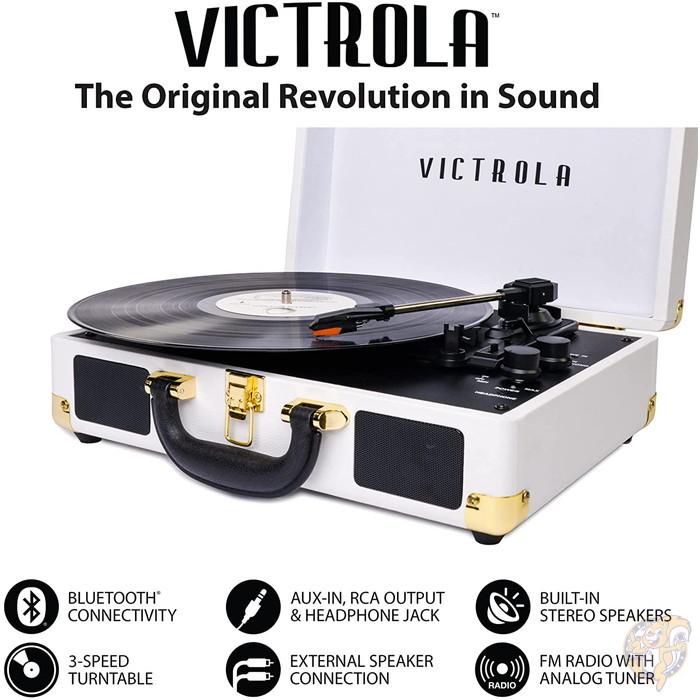Victrola ビンテージ 3速 Bluetooth ポータブル スーツケース レコードプレーヤー 白 送料無料 Bluetooth Victrola ビンテージ 3速 ポータブル スーツケース レコードプレーヤー VSC 550BT