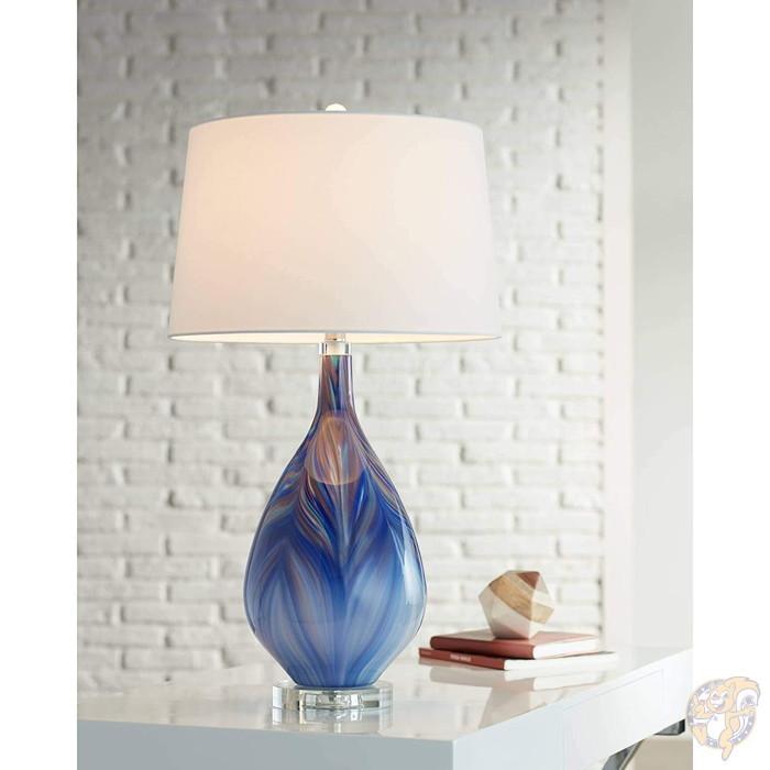 品質のいい テイラーブルーアートガラス製 モダンテーブルランプ POSSINI EURO DESIGN 照明 その他照明器具