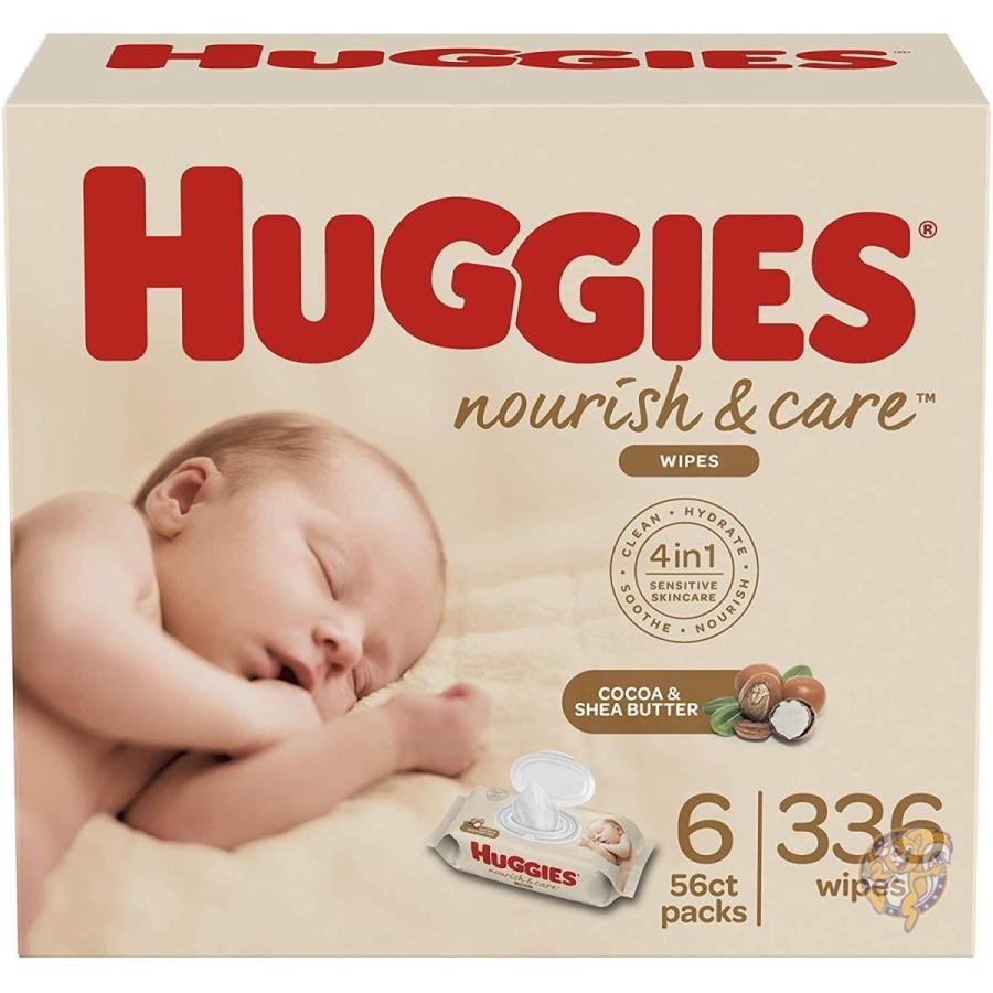 ハギーズ ベビーワイプ Huggies ナリッシュ ケア ココア シアバター 6パック 336枚入り 半額