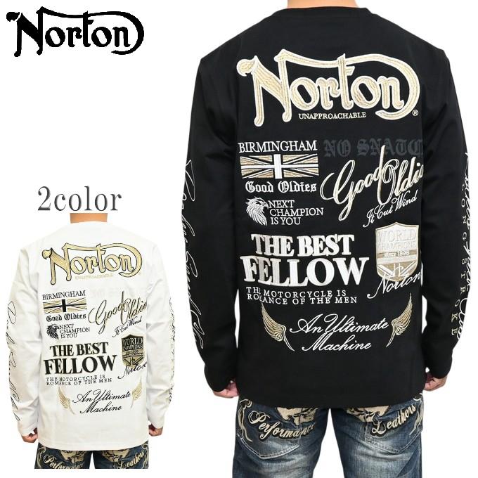 Norton ノートン スウェットライダースジャケット 金刺繍 ホワイト 白 Ｌ ノートン（NORTON） 服 アパレル 261N1101 長袖Tシャツ ゴールド刺繍