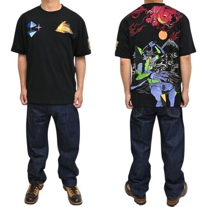 EVANGELION NISHIKI 554369-25 半袖Tシャツ 初号機 VS 赤龍