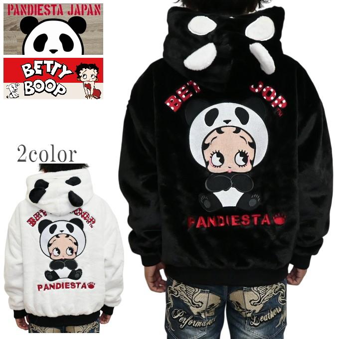 パンディエスタ × ベティブープ フェイクファー パーカー　黒　Lサイズ PANDIESTA（パンディエスタ） ジャパン ベティブープ 595050 フェイク
