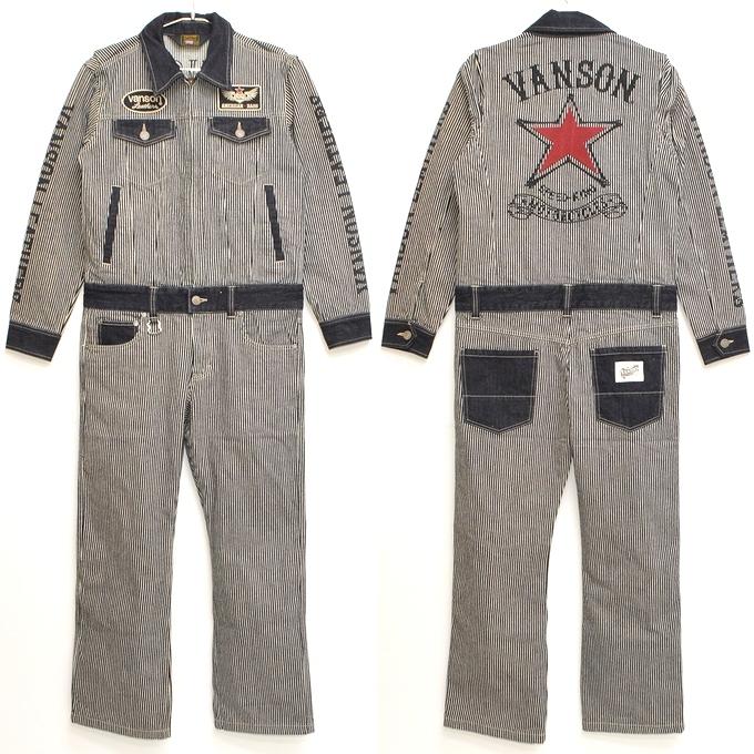 VANSON バンソン デニムつなぎ オールインワン ヒッコリー オーバーオール VANSON（バンソン） 当店別注 VANSON ABVA-2009 デニム オールインワン