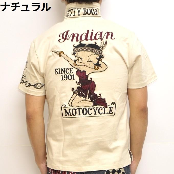 インディアンモトサイクル×ベティ、綿半袖ポロシャツ、黒M、ハーレーダビットソン INDIAN MOTOCYCLE（インディアンモトサイクル） ベティブープ Indian