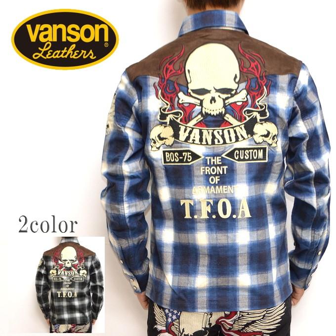 バンソン Vanson クローズ Worst ロンｔ ファッション Crv 733 長袖ネルチェックシャツ T F O A 店 Crv 733blue アメリカンバース ブルー色 長袖 ロンｔ 武装戦線