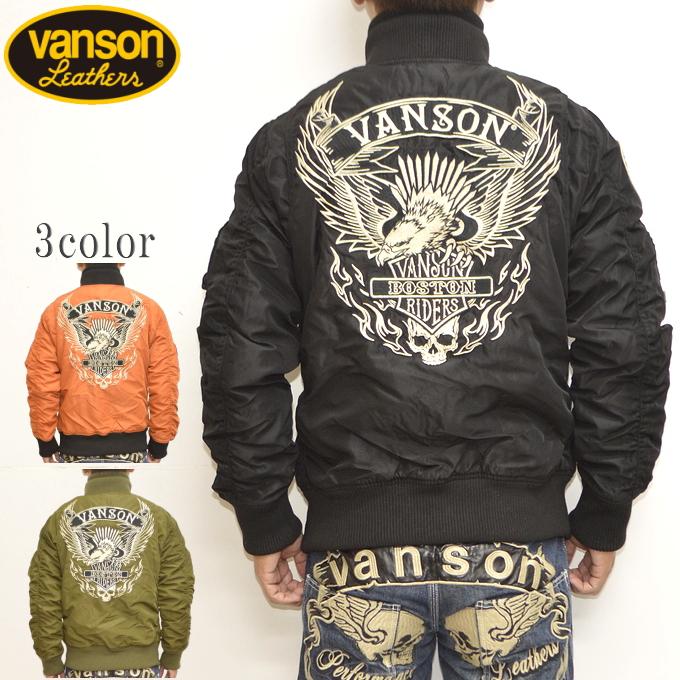 【VANSON】NVJK-2205 MA-1 黒　イーグル　スカル　刺繍 VANSON】NVJK-2205 MA-1 黒 イーグル スカル 刺繍