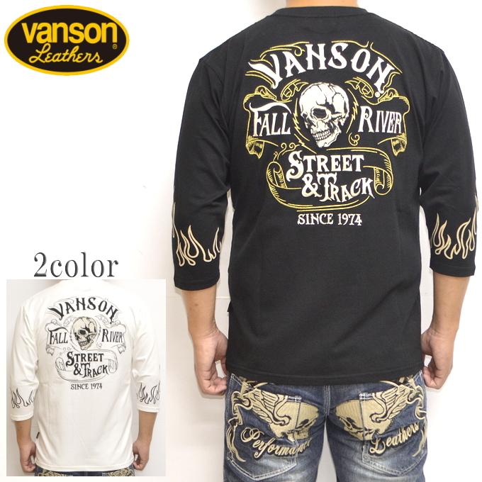 バンソン VANSON NVLT-2127 ベア天 6分袖Tシャツ スカル バイク バイカー トップス メンズ