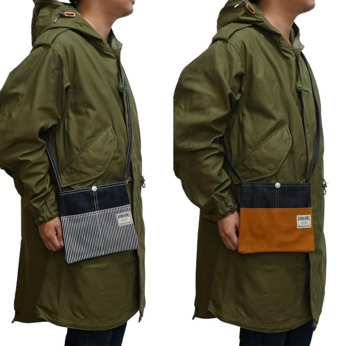 バッグ　皮 児島ジーンズ KOJIMA GENES RNB-9063 サコッシュ インディゴ切替
