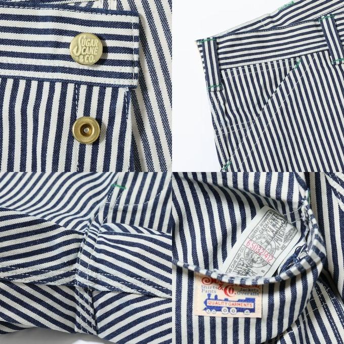 極美品 パーリーゲイツ ショートパンツ スカル ストライプ 6 XL ストレッチ SUGAR CANE シュガーケーン SC52566 11oz. ヒッコリー ストライプ
