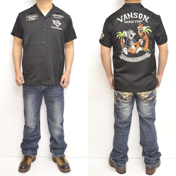 バンソン VANSON TOM and JERRY TJV-2114 半袖シャツ レーヨン ボーリングシャツ  トム＆ジェリー トップス メンズ