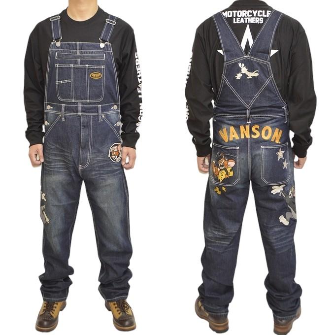VANSON バンソン TOM and JERRY TJV-2408 デニム オーバーオール VANSON バンソン TOM and JERRY TJV-2408 デニム オーバーオール