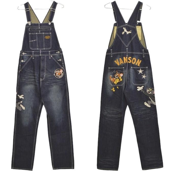 VANSON バンソン TOM and JERRY TJV-2408 デニム オーバーオール VANSON バンソン TOM and JERRY TJV-2408 デニム オーバーオール
