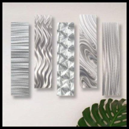 【並行輸入品】絵画アートJon Allenwall アート スカルプチャー 5pc メタル Silver　インテリア　アメリカ輸入　海外雑貨_1