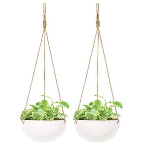 【並行輸入品】2個セットハンギングプランター セラミック 植木鉢 Whiteの画像