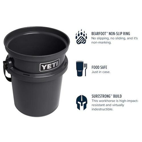 YETI ロードアウトバケツ(チャコール)フタベルト 小物入れ フルセット YETI（イエティ） 【並行輸入品】YETI ロードアウト バケツ 19リットル