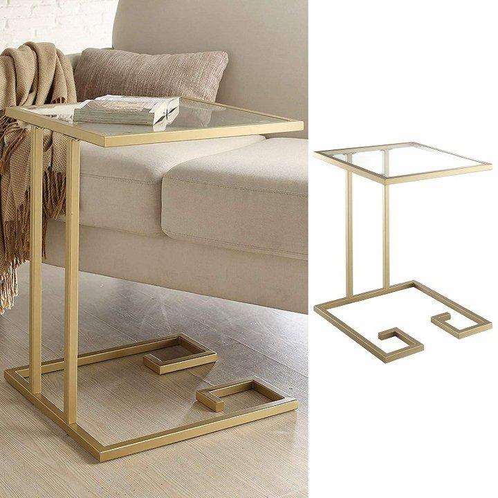 【並行輸入品】アクセントテーブル ガラストップ メタルベース モダン Goldアメリカ家具 アメリカ雑貨
