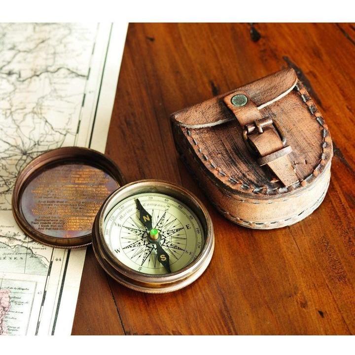 並行輸入品】アンティークコンパス Wind & Weather レザーケース付き 