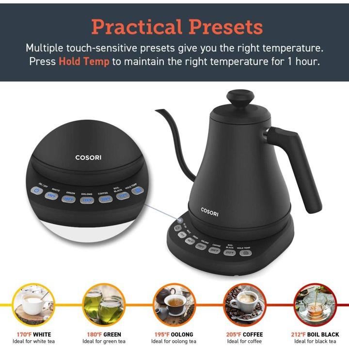 並行輸入品】電気ケトルグースネック COSORI CO108-NK コーヒーポット