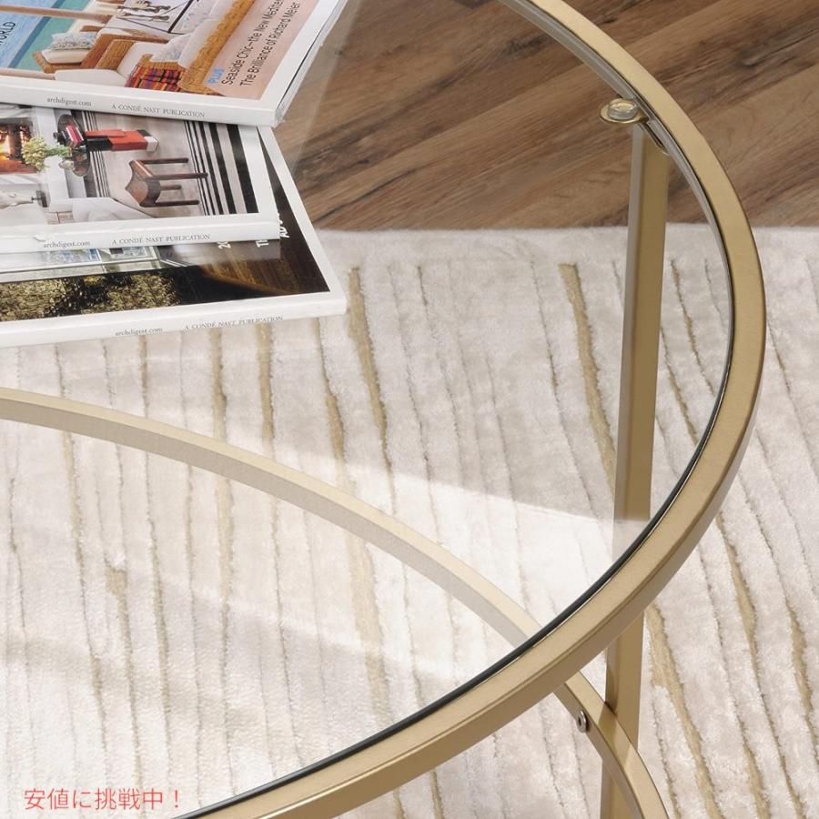 並行輸入品】Sauder ラウンド ガラストップ リビングテーブル家具 