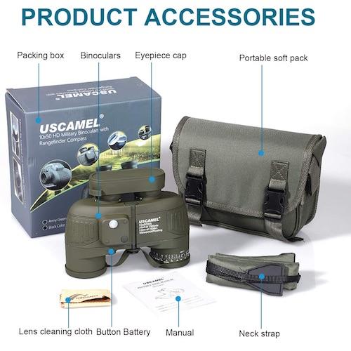 USCAMEL 防水 高倍率 双眼鏡 10×50 レンジファインダーコンパス付き  